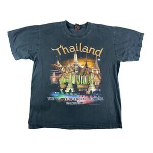 Joligolf Thailand Shirt Mens Large Black Graphic Temple Emerald Buddha Bangkok